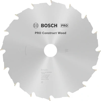 Abbildung von Bosch 1x PRO Construction Wood Kreissägeblatt für Netz Handkreissägen (für Bauholz mit Mörtel und Nägeln, Holz Ø mm, Professional Zubehör Handkreissäge)