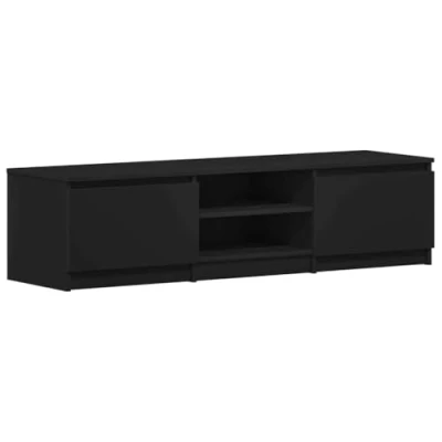 Abbildung von vidaXL TV Schrank mit 2 Schubladen Fächern Lowboard Fernsehtisch Fernsehschrank Möbel Sideboard Schwarz 140x40x35,5cm Holzwerkstoff