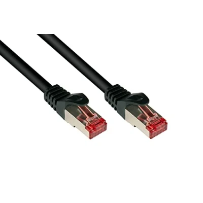 Abbildung von Good Connections Cat. 6 Ethernet LAN Patchkabel mit Rastnasenschutz RNS, S/FTP, PiMF, PVC, 250Mhz, Gigabit fähig (10/100/1000 Base T Netzwerke), für Patchfelder, Patchpanels, Switch, Router, Modems, schwarz, 5m