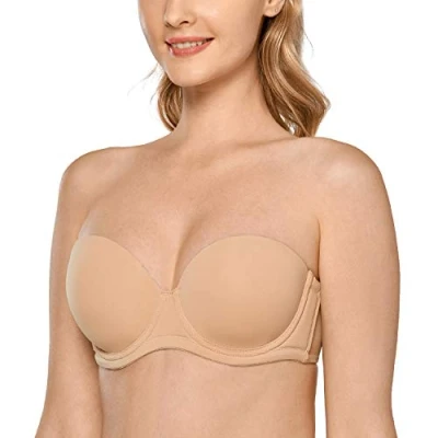 Abbildung von DELIMIRA Damen Trägerloser BH Bügel mit geformte Cups Taupe Tan 90E