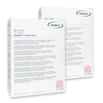 Abbildung von 50 Stück Wundpflaster steril 10x8 steriler Wundverband Pflaster sensitiv Wundauflage nicht haftend 5x4 cm Saugstark &amp; Hautfreundlich Akute Wundversorgung und postoperatives