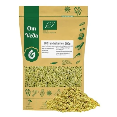 Abbildung von BIO Fenchelsamen 900g Fenchel Gewürz Fenchelsaat Fennel Seeds ganz Qualität Teegewürz Kräutertee Fencheltee OmVeda Gewürze Für Küche und Tee