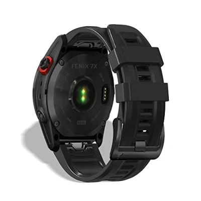 Abbildung von KeeFos 26mm QuickFit Armband Kompatibel mit Garmin Fenix 7X/Fenix 6X/Fenix 6X Pro/Fenix 5X/Fenix 5X Plus, Silikon Ersatzarmband Herren Damen für 3/Fenix 3 HR (Schwarz)
