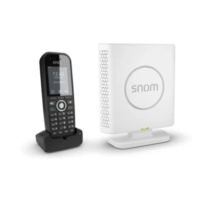 Abbildung von Snom M430 Singlecell IP DECT Schnurlos Set, M30 Telefon + M400 Basisstation, bis zu 20 Mobilteile, 10 parallele Anrufe, 3 Jahre Herstellergarantie, Schwarz, 00004589