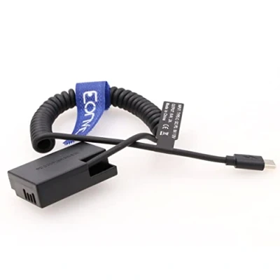 Abbildung von Eonvic PD USB Typ C auf LP E17 DR E18 Dummy Akku Adapter Federkabel für Canon EOS RP、77D、200D、200D II、750D、760D、800D、850D