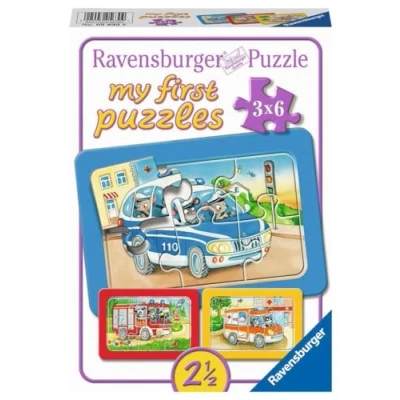 Abbildung von Ravensburger Puzzle Kinderpuzzle Tiere im Einsatz 3x6 Teile..., Puzzleteile