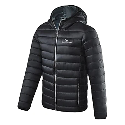 Abbildung von Black Crevice Herren Steppjacke I wind &amp; wasserabweisende Jacke mit Kunstfaserfüllung Kapuze, schwarz/weiß, 50