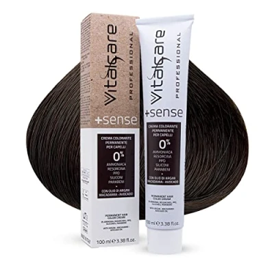 Abbildung von Vitalcare +Sense Professionelle Permanente Haarfärbung, ohne Ammoniak, Resorcina, PPD, Silikon mit Arganöl, Macadamiia und Avocado, 6/00 Dunkelblond, 100 ml