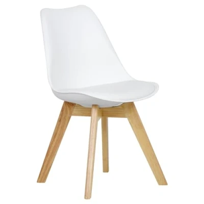 Abbildung von WOLTU Esszimmerstuhl mit Massivholz Beine, Skandinavische Küchenstühle, Wohnzimmerstuhl, Retro Design, Sitzfläche aus Kunstleder, Polsterstuhl Lehnstuhl, Weiß BH29ws 1