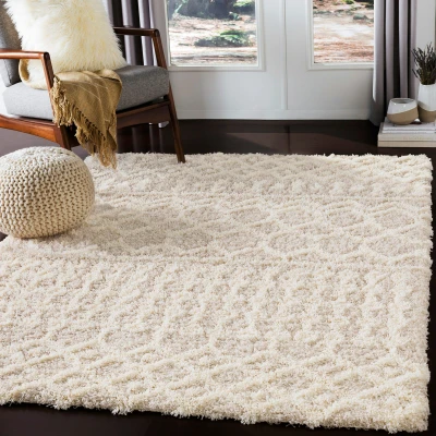 Abbildung von Surya Hochflor Teppich &quot;DUBAI&quot;, rechteckig, 52 mm Höhe, Flauschig, Langflor, Weich, Boho Wohnzimmerteppich, Beige