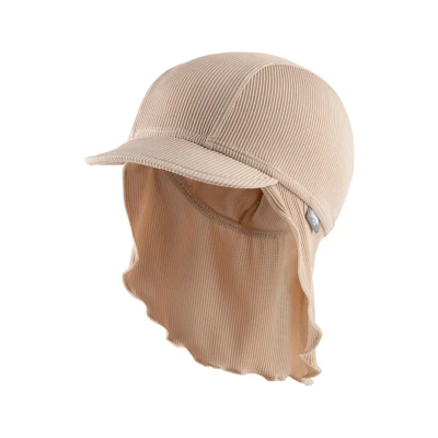 Abbildung von Sterntaler Schirmmütze Nacken Rippe Baby und Kinder Mütze Rippenoptik mit Nackenschutz UV Schutz 50+ Bademütze Kopfbedeckung Sommer Unisex Bademode beige, Größe 49