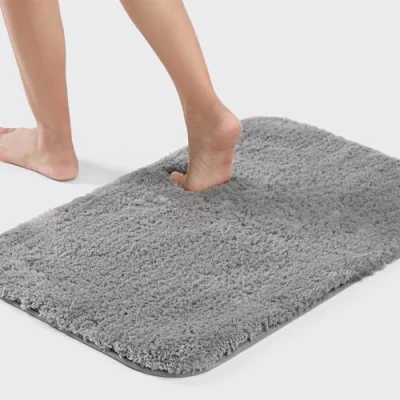 Abbildung von Good Nite Badezimmerteppich rutschfest Badvorleger Badematte Teppich Badezimmer Badteppich Grau 50x80cm Bathroom Mat Maschinenwaschbar Saugfähig