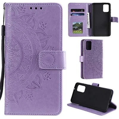Abbildung von CoverKingz Handy Tasche kompatibel mit Samsung Galaxy A41 Handycase Kartenfach Handyschutzhülle Cover Smartphonehülle klappbar Motiv Mandala Lila