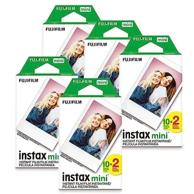 Abbildung von Fujifilm Instax Mini 100 Sofortbildfilm für Fuji 7s 8 25 50s 90 300 Sofortbildkamera, Share SP 1 Weiß, 5 Stück