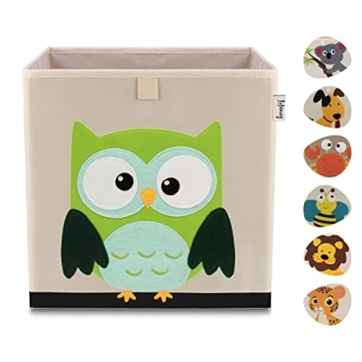 Abbildung von LIFENEY Aufbewahrungsbox Kinder mit Eule Motiv I Spielzeugbox Tiermotiv passend für Würfelregale Ordnungsbox das Kinderzimmer Aufbewahrungskorb