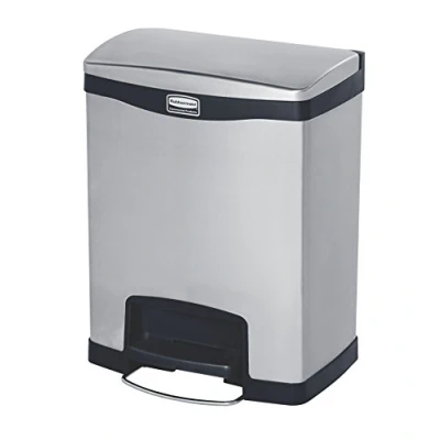 Abbildung von Rubbermaid Commercial Products Slim Jim 1901987 30 Litre Front Step On Stainless Steel Wastebasket with Dual Liner Black