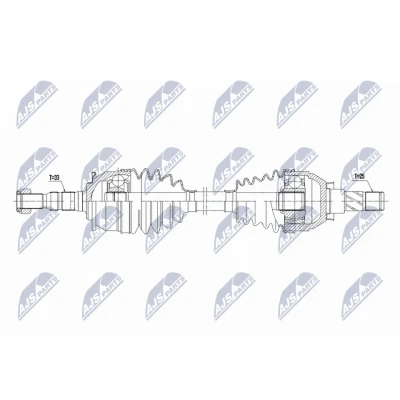 Abbildung von NTY NPW PL 154 Antriebswelle Vorderachse links 622mm M32 Schaltgetriebe 6 Gang OPEL: Astra K Schrägheck, Sports Tourer