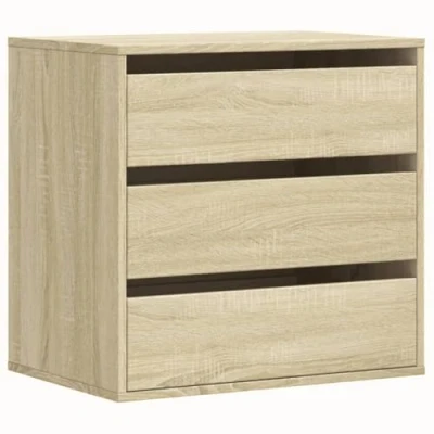 Abbildung von vidaXL Kommode, Sideboard mit 3 Schubladen, Schubladenschrank Schrank für Wohnzimmer, Anrichte Flurschrank Beistellschrank, Sonoma Eiche Holzwerkstoff