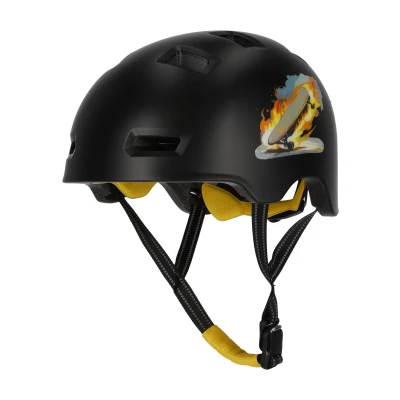 Abbildung von Skater und Fahrradhelm Schwarzes Skaten EN1078 zertifiziert