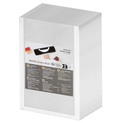 Abbildung von Vakuumierbeutel 100 Beutel 15x25cm, Profi Vakuumierfolie Vakuumbeutel für Vakuumierer &amp; Lebensmittel Lagerung Sous Vide Geeignet, Gefrierbeutel BPA frei Reißfest