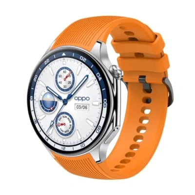 Abbildung von GIOPUEY Armband Kompatibel mit OnePlus Watch 2/2R, Weiches Silikon [Verschleißfest] [Atmungsaktiv] Ersatzarmband Orange