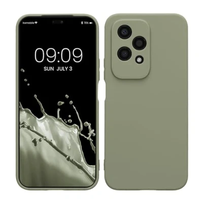 Abbildung von kwmobile Handyhülle kompatibel mit Honor 200 Lite Hülle Handy Case aus weichem Silikon in Graugrün