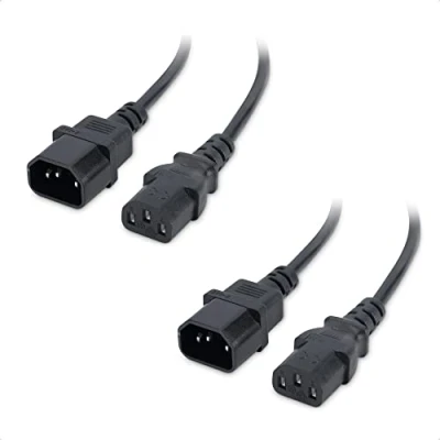 Abbildung von Cable Matters 2er Packung kaltgerätekabel verlängerung, Verlängerungskabel, Netzkabel vom Computer an die PDU, Stromverlängerungskabel 2 m (Netzkabel IEC C14 C13 PDU)