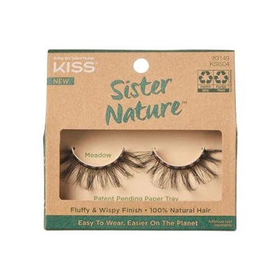 Abbildung von KISS Sister Nature Collection 1 Paar Wimpern, Meadow, 100% natürliches Haar, weiche und voluminöse künstliche einfach zu tragen umweltfreundlicher Verpackung, inklusive Wimpernkleber