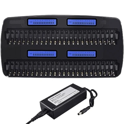 Abbildung von Akku Ladegerät AA AAA 48 Slot Intelligent Akkuladegerät Universal Schnelles LCD Batterieladegerät für 1.2V/NI MH Wiederaufladbare Batterien