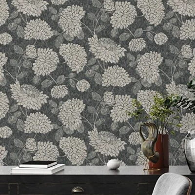 Abbildung von A.S. Création Vliestapete &quot;Attractive 2 Blumentapete&quot;, leicht glänzend gemustert abstrakt, Floral Blumentapete glatt Tapeten Wohnzimmer Schlafzimmer Design Optik