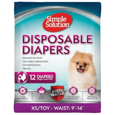 Abbildung von Einweg Hundewindeln für Hündinnen, auslaufsichere Windel Hunde, Töpfchentraining, XS Welpentraining, Inkontinenz, zum Pinkeln, kleine Haustiere, 22,9 35,6 cm Taille, 12 Stück