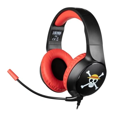 Abbildung von Konix One Piece Kabelgebundenes Gaming Headset für PC, PS4, PS5, Switch, Xbox und Series XS Mikrofon Kabel 1,5 m 3,5 mm Klinkenstecker Motiv Luffy