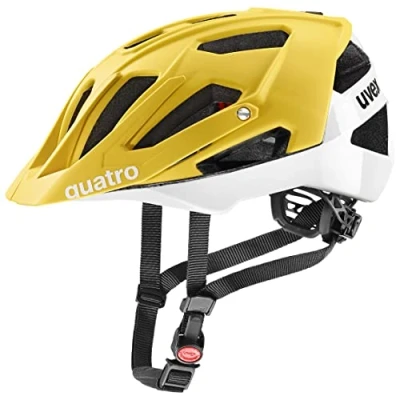 Abbildung von uvex quatro cc sicherer MTB Helm für Damen und Herren individuelle Größenanpassung optimierte Belüftung sunbee white 56 61 cm