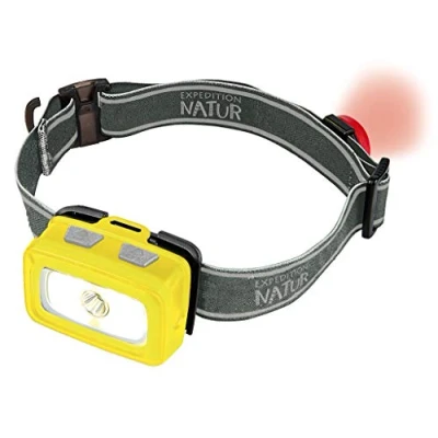Abbildung von moses. 9810 Unisex Erwachsene Expedition Natur LED Stirnlampe Kopflampe mit 7 Leucht Modi Inkl. Rotlicht und Grünlicht Für Jogging, Camping Outdoor, Gelb, One Size