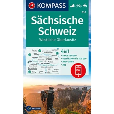 Abbildung von KOMPASS Wanderkarte 810 Sächsische Schweiz, Westliche Oberlausitz 1:50.000: 4in1 Wanderkarte, mit Aktiv Guide und Detailkarten inklusive Karte zur ... Fahrradfahren. Skitouren. Langlaufen.