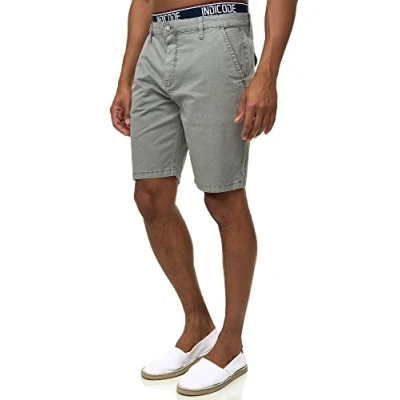 Abbildung von Indicode Herren Luis Chino Shorts mit 5 Taschen Bermuda f. Männer Lt Grey M
