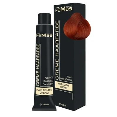Abbildung von FemMas Premium Haarfarbe Hair Color Cream 100ml Hellblond Kupfer Intensiv 8.44