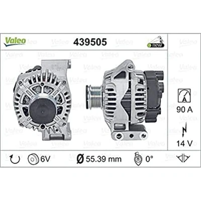 Abbildung von VALEO 439505 Lichtmaschine 14V 90A FIAT: Grande Punto Schrägheck, Evo Panda II ALFA ROMEO: MiTo, FORD: KA Schrägheck