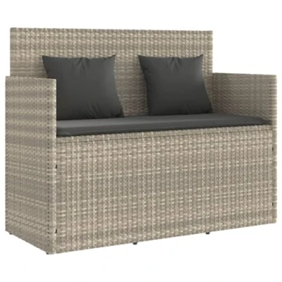 Abbildung von vidaXL Gartenbank mit Kissen Hellgrau Poly Rattan (1 St)