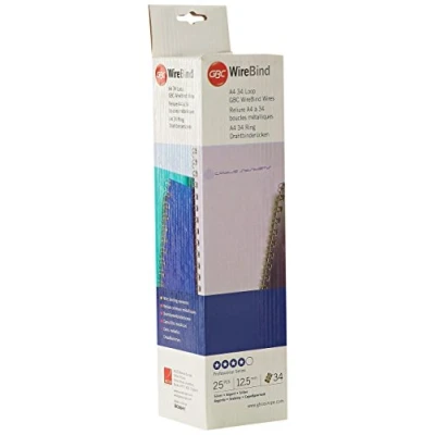 Abbildung von GBC 4400698 Binderücken Draht, A4, 34 Ringe, 12.5 mm, 115 Blatt, 25 Stück, silber