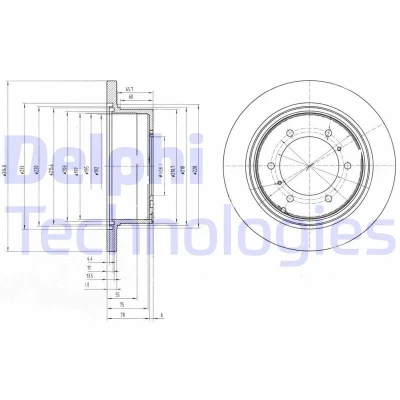 Abbildung von DELPHI BG3105 Bremsscheibe 315 18 6 voll geölt unbehandelt ohne Radlager, ABS Sensorring MITSUBISHI: L400 / Space Gear Bus, PAJERO 2, 1