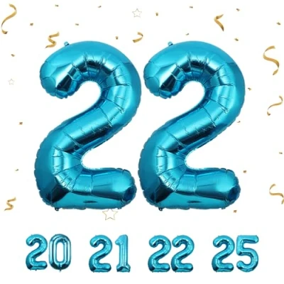 Abbildung von 22 Geburtstag Deko zahlen luftballon jahre Folienballon Blau für 22. Geburtstagsdeko Männer Frauen Ballon Zahl zum fliegt mit Helium 22.Geburtstagsparty 40&quot; 101cm