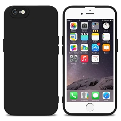 Abbildung von Cadorabo Hülle kompatibel mit Apple iPhone 6 / 6S Schutzhülle TPU Silikon Case Liquid Design Kameraschutz Slim Kratzfest Weiche Gummi Rundumschutz für in Schwarz