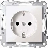 Abbildung von Schneider Electric Merten MEG2300 0319 SCHUKO Steckdose, erhöhter Berührungsschutz,Schutzkontaktsteckdosen,Steckklemmen, polarweiß glänzend, System M