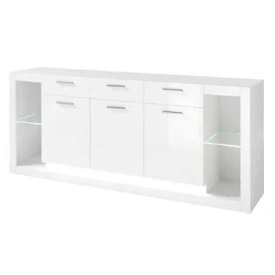 Abbildung von Furn.Design Sideboard in weiß Hochglanz Kommode Wohnzimmer Esszimmer Schrank Anrichte 198 x 83 cm Ladis (Kommode 2)