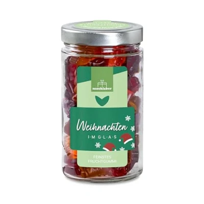 Abbildung von XL Weihnachten im Glas in Geschenkglas 530g Das große Geschenk für Leckeres zur Weihnachtszeit Fruchtgummi praktischen Vorratsglas