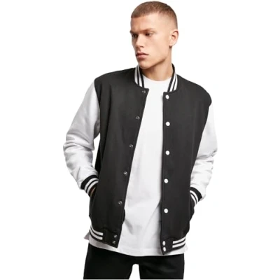 Abbildung von Build Your Brand Herren Sweat College Jacket Jacke, per pack Mehrfarbig (Black/H.Grey 00658), XX Large (Herstellergröße: XXL)