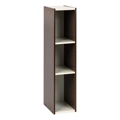 Abbildung von Iris Ohyama Platzsparendes Regal, Schlank, 3 Ebenen, Braun, Verstellbar, Modular, Für Wohnzimmer, Homeoffice, Schlafzimmer, Organisation, Bücher, CD, Dekor, Einfache Montage, UB 9020