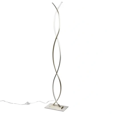 Abbildung von Lindby LED Stehlampe Bobi, Leuchtmittel fest verbaut, warmweiß, Modern, Aluminium, Metall, Kunststoff, nickel matt, weiß, 1 flammig