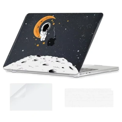 Abbildung von YOPAS Hülle Schutzhülle für MacBook Air M3 M2 13.6 Zoll (2024 2022) A3113 A2681, Hartschale Muster Case 13 und Tastaturabdeckung, Astronaut C